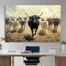 Texas Longhorn Wall Art – Framed Charging Cattle Canvas by MyGreatCanvas | Canvas Wall Art Prints | Photo Prints & Wall Decor