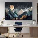 Moonlit Mountain Wall Art Canvas Print – Silhouetted Pines