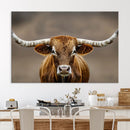 Texas Longhorn Wall Art Canvas Print – Brown Bull Rustic