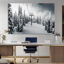 Snowy Pines Wall Art Canvas Print – Framed Ski Lift Winter