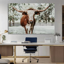 Texas Longhorn Wall Art Canvas Print – Framed Spotted Bull