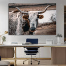 Texas Longhorn Wall Art Canvas Print – Framed Spotted Bull
