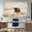 Texas Longhorn Wall Art Canvas Print – Framed Brown Horned