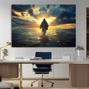 Jesus Walks Wall Art Canvas Print – Framed Divine Sunset by MyGreatCanvas | Canvas Wall Art Prints | Photo Prints & Wall Decor