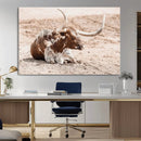 Texas Longhorn Wall Art Canvas Print – Framed Resting Bull by MyGreatCanvas | Canvas Wall Art Prints | Photo Prints & Wall Decor