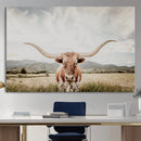 Texas Longhorn Wall Art Canvas Print – Framed Western Cow