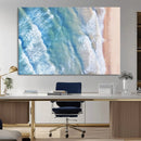 Aerial Ocean View Wall Art Canvas Print – Framed Soft Blue