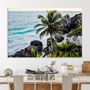 Tropical Coastline Wall Art Canvas Print – Framed Palm Tree
