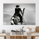 Western Wall Art Canvas Print – Framed Cowboy and Horse