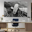 Black and White Surfing Wall Art Canvas Print – Framed by MyGreatCanvas | Canvas Wall Art Prints | Photo Prints & Wall Decor