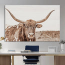 Longhorn Cow Wall Art Canvas Print – Framed Texas Ranch