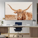 Texas Longhorn Wall Art Canvas Print – Framed Sepia Cow Art by MyGreatCanvas | Canvas Wall Art Prints | Photo Prints & Wall Decor