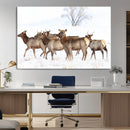 Winter Elk Scene Wall Art Canvas Print – Framed Wildlife by MyGreatCanvas | Canvas Wall Art Prints | Photo Prints & Wall Decor