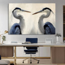 Blue Heron Pair Wall Art Canvas Print – Framed Coastal Bird