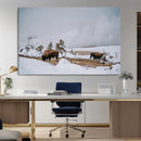 Bison Wildlife Wall Art Canvas Print – Framed Snowy Prairie