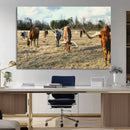 Texas Longhorns Wall Art Canvas Print – Framed Rustic Farm by MyGreatCanvas | Canvas Wall Art Prints | Photo Prints & Wall Decor