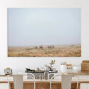 Foggy Plains Wall Art Canvas Print – Framed Horseback Riders