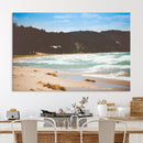 Tranquil Beach Scene Wall Art Canvas Print – Framed Blue