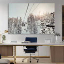 Frosty Pines Wall Art Canvas Print – Framed Cozy Cabin Ski