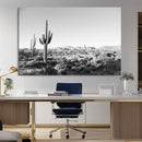 Saguaro Cactus Wall Art Canvas Print – Framed Monochrome