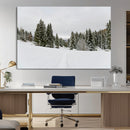 Frosty Pines Wall Art Canvas Print – Framed Silent Snowfall