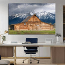 Rustic Wooden Barn Wall Art Canvas Print – Snowy Mountain by MyGreatCanvas | Canvas Wall Art Prints | Photo Prints & Wall Decor