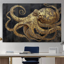 Octopus Wall Art Canvas Print – Gold Detail Wooden Marine by MyGreatCanvas | Canvas Wall Art Prints | Photo Prints & Wall Decor