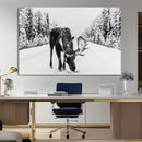 Moose Wall Art Canvas Print – Winter Snowy Forest Antlers by MyGreatCanvas | Canvas Wall Art Prints | Photo Prints & Wall Decor