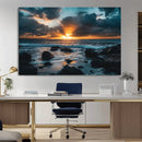 Ocean Sunset Wall Art Canvas Print – Rocky Shore Waves by MyGreatCanvas | Canvas Wall Art Prints | Photo Prints & Wall Decor