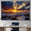 Sunset Ocean Wall Art Canvas Print – Waves Rocky Shore by MyGreatCanvas | Canvas Wall Art Prints | Photo Prints & Wall Decor