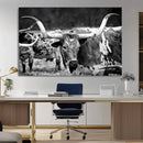 Black & White Longhorn Cattle Wall Art Canvas Print, Rustic by MyGreatCanvas | Canvas Wall Art Prints | Photo Prints & Wall Decor