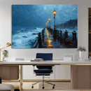 Stormy Night Pier Wall Art Canvas Print, Moody Ocean by MyGreatCanvas | Canvas Wall Art Prints | Photo Prints & Wall Decor