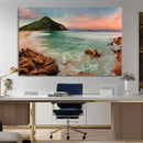 Stunning Coastal Landscape with Rocky Shore and Green Hills by MyGreatCanvas | Canvas Wall Art Prints | Photo Prints & Wall Decor