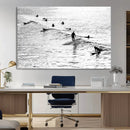 Black White Surfing Wall Art Canvas Print – Framed Artistic by MyGreatCanvas | Canvas Wall Art Prints | Photo Prints & Wall Decor