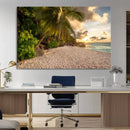 Tropical Beach Sunset Palm Trees White Sand Ocean Waves by MyGreatCanvas | Canvas Wall Art Prints | Photo Prints & Wall Decor