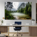 Misty Lake Forest Green Trees Calm Water Reflection Mountain by MyGreatCanvas | Canvas Wall Art Prints | Photo Prints & Wall Decor