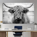 Black White Highland Cow Wall Art Canvas Print by MyGreatCanvas | Canvas Wall Art Prints | Photo Prints & Wall Decor