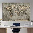 Personalized World Map Wall Art Canvas Print – Custom Push