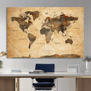 Push Pin World Map Canvas Print – Travel Tracker Wall Art