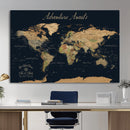 Custom Push Pin World Map Wall Canvas Print – Personalized