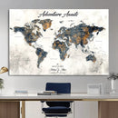 Custom Push Pin World Map Canvas Print – Framed Personalized