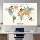 Detailed Custom World Map Print – Framed Custom Push Pin