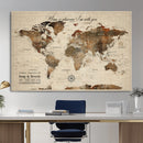 Large Custom World Map Canvas – Custom Framed Push Pin