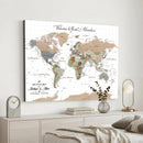 Customized Push Pin World Map Wall Art Canvas Print with