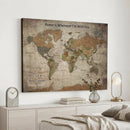 Personalized World Map Wall Art Canvas Print – Custom Push