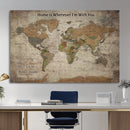 Personalized World Map Wall Art Canvas Print – Custom Push