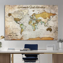 Personalized World Map Wall Art Canvas Print – Custom Push