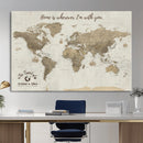 Push Pin World Map Canvas Print – Travel Tracker Wall Art