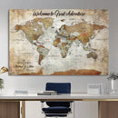 Personalized World Map Wall Art Canvas Print – Custom Push by MyGreatCanvas | Canvas Wall Art Prints | Photo Prints & Wall Decor