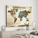 Grunge Personalized World Map Wall Art Canvas Print – Custom